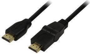 CH0052 HDMI CABLE GOLD PLATED 180° SLEWABLE 1.8M BLACK LOGILINK