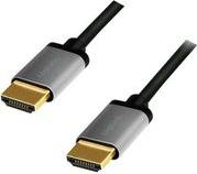 CHA0101 HDMI CABLE, A/M TO A/M, 4K/60 HZ, ALU, BLACK/GREY, 2 M LOGILINK