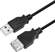 CU0011B USB 2.0 EXTENSION CABLE MALE/FEMALE 3M BLACK LOGILINK