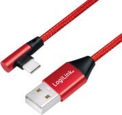 CU0146 USB 2.0 CABLE AM TO USB-C ANGLED PLUG 1M RED LOGILINK