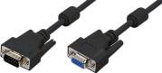 CV0005 VGA EXTENSION CABLE MALE/FEMALE DOUBLE SHIELDED WITH 2X FERRIT CORE 3M BLACK LOGILINK