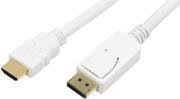 CV0055 DISPLAY PORT TO HDMI CABLE 2M WHITE LOGILINK