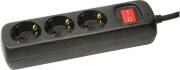 LPS206B 3-SOCKET OUTLET STRIP WITH SWITCH/CHILD PROTECTION 1.4M BLACK LOGILINK