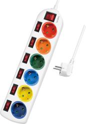 LPS259 SOCKET OUTLET 6-WAY WITH 7 SWITCHES 1.5M MULTICOLOR LOGILINK από το e-SHOP