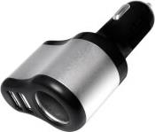 PA0131 3-IN-1 USB CAR CHARGER 2X USB 5V/2.1A + 1X LIGHTER BLACK/SILVER LOGILINK