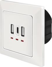 PA0254 WALL OUTLET, 2X USB-A, 1X USB-C LOGILINK