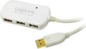 UA0108 USB 2.0 ACTIVE REPEATER CABLE WITH 4-PORT USB 2.0 HUB 12M WHITE LOGILINK