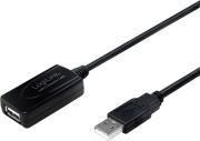 UA0143 USB 2.0 ACTIVE REPEATER CABLE USB A-MALE - USB A-FEMALE 10M BLACK LOGILINK