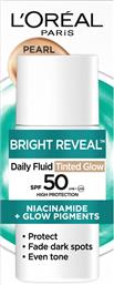 L'OREAL PARIS BRIGHT REVEAL DAILY FLUID TINTED GLOW SPF50 ΑΝΤΗΛΙΑΚΗ ΚΡΕΜΑ ΥΨΗΛΗΣ ΠΡΟΣΤΑΣΙΑΣ ΜΕ ΝΙΑΣΙΝΑΜΙΔΗ ΓΙΑ ΛΑΜΠΕΡΗ ΕΠΙΔΕΡΜΙΔΑ ΜΕ ΧΡΩΜΑ 50ML - PEARL LOREAL