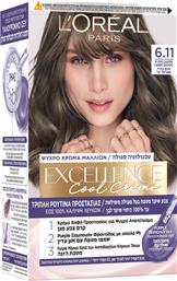 L'OREAL PARIS EXCELLENCE COOL CREME ΜΟΝΙΜΗ ΚΡΕΜΑ ΒΑΦΗ ΜΕ ΤΡΙΠΛΗ ΠΡΟΣΤΑΣΙΑ & ΚΑΛΥΨΗ ΤΩΝ ΛΕΥΚΩΝ 1 ΤΕΜΑΧΙΟ - 6.11 ΨΥΧΡΟ ΣΑΝΤΡΕ ΞΑΝΘΟ ΣΚΟΥΡΟ LOREAL PARIS