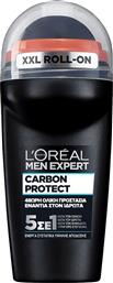 L'OREAL PARIS MEN EXPERT CARBON PROTECT 5 IN 1 TOTAL PROTECTION 48H ROLL-ON DEO ΑΝΔΡΙΚΟ ΑΠΟΣΜΗΤΙΚΟ ROLL-ON 5 ΣΕ 1 ΜΕ ΕΝΕΡΓΟ ΑΝΘΡΑΚΑ 50ML LOREAL PARIS