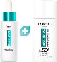 L'OREAL PARIS PROMO BRIGHT REVEAL NIACINAMINDE DARK SPOT SERUM 30ML & DARK SPOT UV FLUID SPF50+, 50ML LOREAL