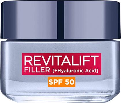 L'OREAL PARIS REVITALIFT FILLER ANTI-AGING CREAM SPF50 ΑΝΤΙΓΗΡΑΝΤΙΚΗ ΚΡΕΜΑ ΗΜΕΡΑΣ ΜΕ ΥΑΛΟΥΡΟΝΙΚΟ ΟΞΥ ΥΨΗΛΗΣ ΠΡΟΣΤΑΣΙΑΣ 50ML LOREAL PARIS