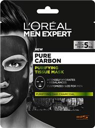 MEN EXPERT PURE CARBON PURIFYING TISSUE MASK ΑΝΔΡΙΚΗ ΥΦΑΣΜΑΤΙΝΗ ΜΑΣΚΑ ΠΡΟΣΩΠΟΥ ΜΕ ΕΝΕΡΓΟ ΑΝΘΡΑΚΑ 30G LOREAL PARIS