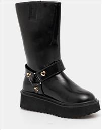 ΔΕΡΜΑΤΙΝΕΣ ΜΠΟΤΕΣ ΓΥΝΑΙΚΕΙΑ, ΧΡΩΜΑ: ΜΑΥΡΟ, JA24476I0NJD0000 LOVE MOSCHINO