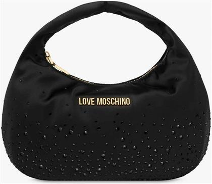 ΓΥΝΑΙΚΕΙΑ SATIN ΤΣΑΝΤΑ HOBO ΜΕ STRASS - JC4070PP1LLC1 ΜΑΥΡΟ LOVE MOSCHINO