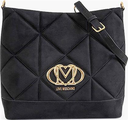 ΓΥΝΑΙΚΕΙΑ ΤΣΑΝΤΑ CROSSBODY ΚΑΠΙΤΟΝΕ ΜΕ ΜΕΤΑΛΛΙΚΟ ΛΟΓΟΤΥΠΟ - JC4313PP0NKE0 ΜΑΥΡΟ LOVE MOSCHINO