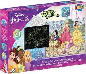 PUZZLE GLOW IN THE DARK PRINCESS 100ΤΕΜ LUNA