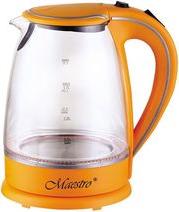 ΒΡΑΣΤΗΡΑΣ ΓΥΑΛΙΝΟΣ ΜΕ ΒΑΣΗ GLASS KETTLE CERAMIC 2000W 1.7L ORANGE MR-064 MAESTRO