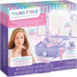 DELUXE LIGHT UP MIRRORED VANITY AND COSMETIC SET 2532 MAKE IT REAL