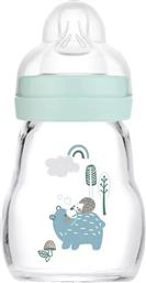 FEEL GOOD PREMIUM GLASS BABY BOTTLE 0M+ ΓΥΑΛΙΝΟ ΜΠΙΜΠΕΡΟ ΜΕ ΘΗΛΗ ΣΙΛΙΚΟΝΗΣ ΑΡΓΗΣ ΡΟΗΣ 170ML, ΚΩΔ 370SB - ΠΡΑΣΙΝΟ MAM