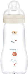 FEEL GOOD PREMIUM GLASS BOTTLE 2M+, ΚΩΔ 375SU ΓΥΑΛΙΝΟ ΜΠΙΜΠΕΡΟ ΜΕ ΘΗΛΗ ΣΙΛΙΚΟΝΗΣ ΜΕΣΑΙΑΣ ΡΟΗΣ 260ML - ΚΡΕΜ MAM