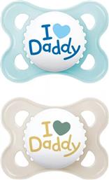 ORIGINAL Ι LOVE DADDY SILICONE SOOTHER 2-6M ΟΡΘΟΔΟΝΤΙΚΗ ΠΙΠΙΛΑ ΜΕ ΘΗΛΗ ΣΙΛΙΚΟΝΗΣ ΦΙΛΙΚΗ ΠΡΟΣ ΤΟ ΔΕΡΜΑΤΑΚΙ ΤΟΥ ΜΩΡΟΥ ΜΕ ΠΡΑΚΤΙΚΗ ΘΗΚΗ ΜΕΤΑΦΟΡΑΣ 2 ΤΕΜΑΧΙΑ, ΚΩΔ 115SB1C - ΓΑΛΑΖΙΟ / ΚΡΕΜ MAM από το PHARM24