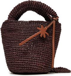 ΤΣΑΝΤΑ HANDCRAFTED RAFFIA SUMMER BAG MINI V 7.4 AM ΚΑΦΕ MANEBI