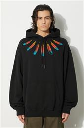 ΒΑΜΒΑΚΕΡΗ ΜΠΛΟΥΖΑ COLLAR FEATHERS COMFY HOODIE ΧΡΩΜΑ: ΜΑΥΡΟ, ΜΕ ΚΟΥΚΟΥΛΑ, CMBB106F24FLE0031084 MARCELO BURLON