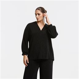 ΜΠΛΟΥΖΑ LUREX ΜΕ V-ΛΑΙΜΟΚΟΨΗ ΚΑΙ ΜΑΚΡΙΑ ΜΑΝΙΚΙΑ MAT FASHION