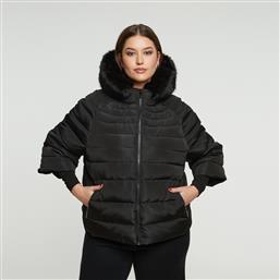 CROPPED ΜΠΟΥΦΑΝ ΜΕ ΑΠΟΣΠΩΜΕΝΗ FAUX FUR ΛΕΠΤΟΜΕΡΕΙΑ ΣΤΗΝ ΚΟΥΚΟΥΛΑ MAT FASHION