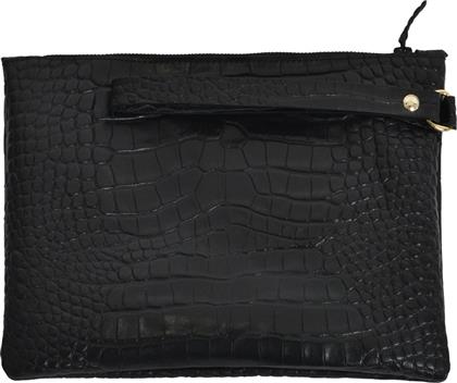 ΔΕΡΜΑΤΙΝΟ CLUTCH ΜΕ ΑΝΑΓΛΥΦΗ CROCO ΥΦΗ ΚΑΙ ΛΟΥΡΑΚΙ MAT FASHION