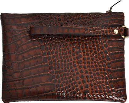 ΔΕΡΜΑΤΙΝΟ CLUTCH ΜΕ ΑΝΑΓΛΥΦΗ CROCO ΥΦΗ ΚΑΙ ΛΟΥΡΑΚΙ MAT FASHION