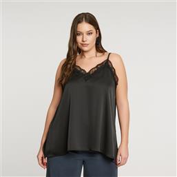 ΣΑΤΕΝ ΜΑΥΡΟ ΤΟΠ ΜΕ ΔΑΝΤΕΛΕΝΙΟ V ΝΤΕΚΟΛΤΕ MAT FASHION