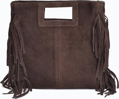 ΣΟΥΕΝΤ ΔΕΡΜΑΤΙΝΗ ΤΣΑΝΤΑ ΜΕ ΚΡΟΣΣΙΑ ΚΑΙ CUTOUT ΛΑΒΗ MAT FASHION