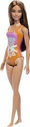 BARBIE: BEACH - LIGHT BROWN HAIR DOLL WEARING TROPICAL PINK AND ORANGE SWIMSUIT MATTEL