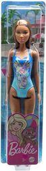 BARBIE DOLL BEACH - DARK SKIN DOLL WITH FLOWERS BLUE SWIMSUIT MATTEL
