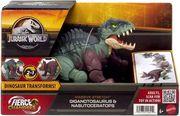 JURASSIC WORLD FIERCE CHANGERS MASSIVE STRETCH - GIGANOTOSAURUS & NASUTOCERATOPS MATTEL