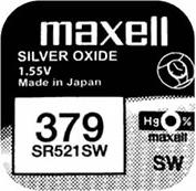 BUTTON CELL BATTERY SR-521 SILVER SW / AG0 / 379 / 1.55V MAXELL