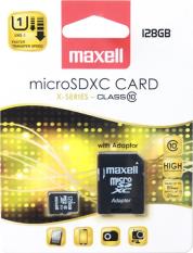MEMORY CARD MICRO SDXC, 128GB, CLASS 10, ADAPTER MAXELL