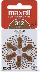 ZINK AIR BATTERY ZA312 6PCS. BUTTON FOR HEARING AIDS MAXELL