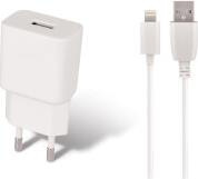 UNIVERSAL TRAVEL CHARGER MXTC-01 USB 1A + 8-PIN CABLE WHITE MAXLIFE