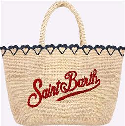 RAFFIA BEACH MID-BEACH BAG IN RAFFIA-HEART BORDER 1041 EMB (ΔΙΑΣΤΑΣΕΙΣ: 36 X 23ΕΚ.) MC2