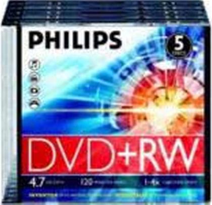MD DVD+RW PHILIPS 4X 4,7GB SLIM OF 5