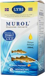 LYSI MUROL COD LIVER OIL ORAL SOLUTION ΣΥΜΠΛΗΡΩΜΑ ΔΙΑΤΡΟΦΗΣ ΠΟΣΙΜΟΥ ΜΟΥΡΟΥΝΕΛΑΙΟΥ ΠΛΟΥΣΙΟ ΣΕ ΩΜΕΓΑ 3 ΛΙΠΑΡΑ ΟΞΕΑ ΓΙΑ ΤΗΝ ΚΑΛΗ ΥΓΕΙΑ ΤΟΥ ΕΓΚΕΦΑΛΟΥ, ΤΗΣ ΚΑΡΔΙΑΣ & ΤΗΣ ΟΡΑΣΗΣ ΜΕ ΓΕΥΣΗ ΠΟΡΤΟΚΑΛΙ 250ML MEDICHROM