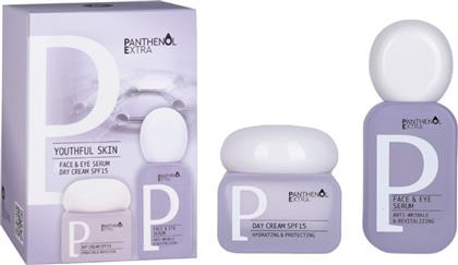 PANTHENOL EXTRA PROMO YOUTHFUL SKIN HYDRATING & PROTECTING SPF15 DAY CREAM 50ML & ANTI-WRINKLE & REVITALIZING FACE & EYE SERUM 30ML MEDISEI
