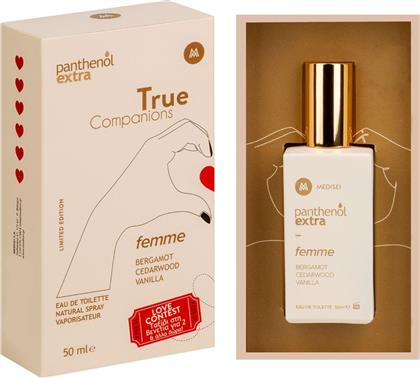 PANTHENOL EXTRA TRUE COMPANIONS FEMME EAU DE TOILETTE ΓΥΝΑΙΚΕΙΟ ΑΡΩΜΑ ΜΕ ΝΟΤΕΣ ΠΕΡΓΑΜΟΝΤΟΥ, ΚΕΔΡΟΥ & ΒΑΝΙΛΙΑΣ 50ML MEDISEI