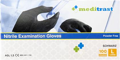 POWDER FREE NITRILE EXAMINATION GLOVES BLACK ΕΞΕΤΑΣΤΙΚΑ ΜΑΥΡΑ ΓΑΝΤΙΑ ΝΙΤΡΙΛΙΟΥ ΧΩΡΙΣ ΠΟΥΔΡΑ 100 ΤΕΜΑΧΙΑ - LARGE MEDITRAST από το PHARM24