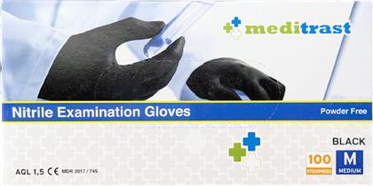 POWDER FREE NITRILE EXAMINATION GLOVES BLACK ΕΞΕΤΑΣΤΙΚΑ ΜΑΥΡΑ ΓΑΝΤΙΑ ΝΙΤΡΙΛΙΟΥ ΧΩΡΙΣ ΠΟΥΔΡΑ 100 ΤΕΜΑΧΙΑ - MEDIUM MEDITRAST