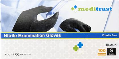 POWDER FREE NITRILE EXAMINATION GLOVES BLACK ΕΞΕΤΑΣΤΙΚΑ ΜΑΥΡΑ ΓΑΝΤΙΑ ΝΙΤΡΙΛΙΟΥ ΧΩΡΙΣ ΠΟΥΔΡΑ 100 ΤΕΜΑΧΙΑ - SMALL MEDITRAST από το PHARM24